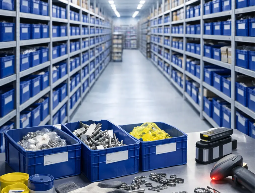 Strukturierte Bevorratung von Kleinteilen für eine unterbrechungsfreie Produktion.