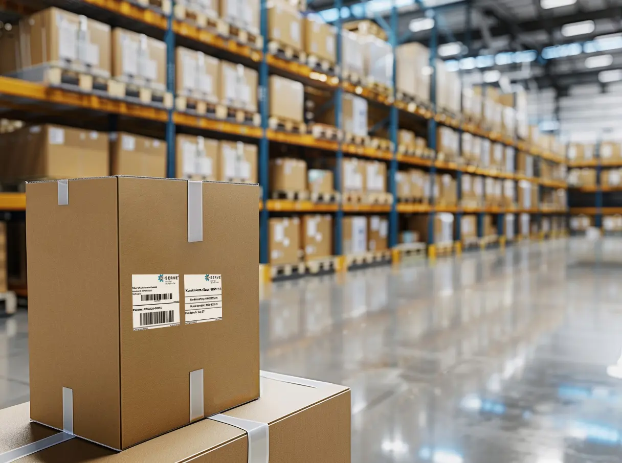 Versandfertige C-Teile mit einheitlichen Lieferdokumenten nach Kundenvorschrift.