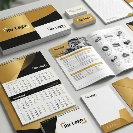 Printmedien & Werbemittel – Kalender, Kataloge und Broschüren Individuelle Wandkalender, Broschüren und Flyerdruck mit Firmenbranding